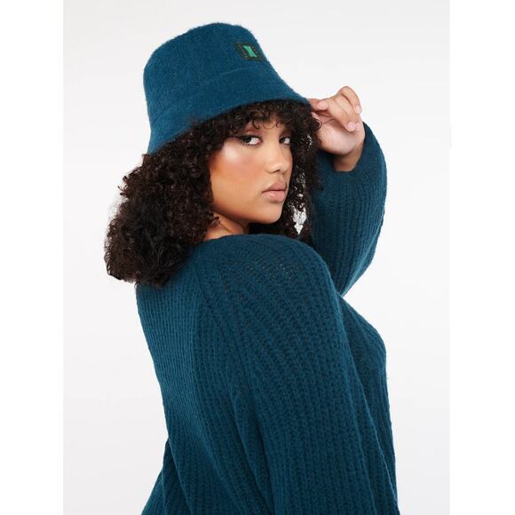 Savage X Fenty Fuzz Fit Knit Bucket Hat Blue Womens One Size - Picture 2 of 9